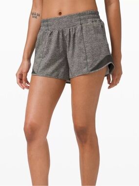Lululemon Hotty Hot Lined Heather Lux Gray Shorts 4” Size Womens 8